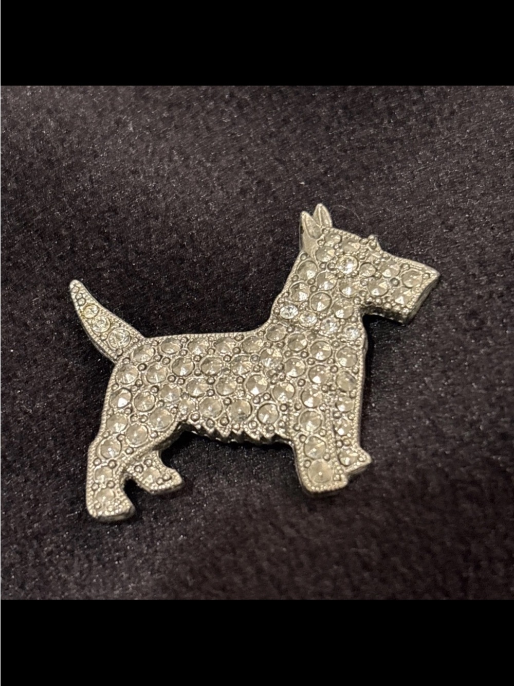 Vintage  Scottie Scottish Terrier Silver Tone Rhinestone Brooch 1.5"